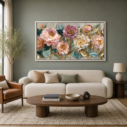 Luxury Blush Pink Floral Wall Art Canvas for Elegant Home Décor
