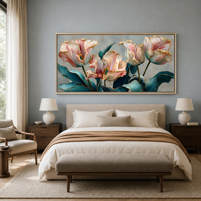 Luxury Blush Tulip Floral Wall Art Canvas for Elegant Interiors