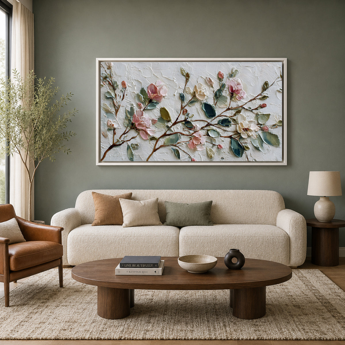 Elegant Cherry Blossom Branch Wall Art Canvas for Modern Interiors