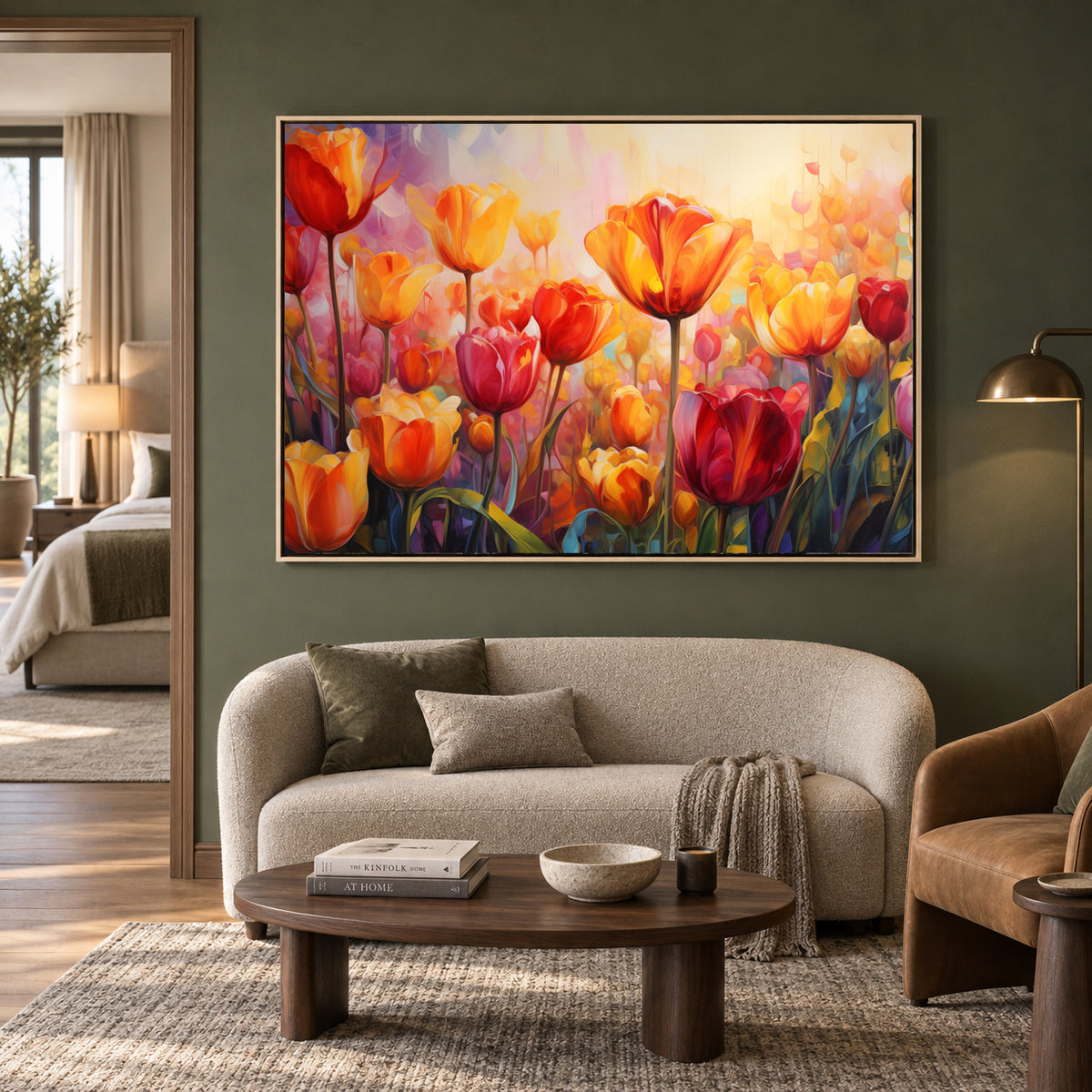 Vibrant Tulip Field Canvas Wall Art for Luxury Interior Décor
