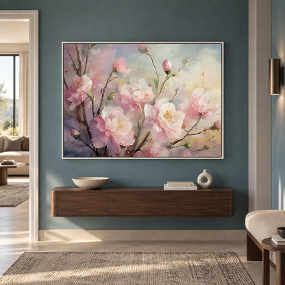 Soft Pink Blossom Canvas Wall Art for Elegant Contemporary Décor