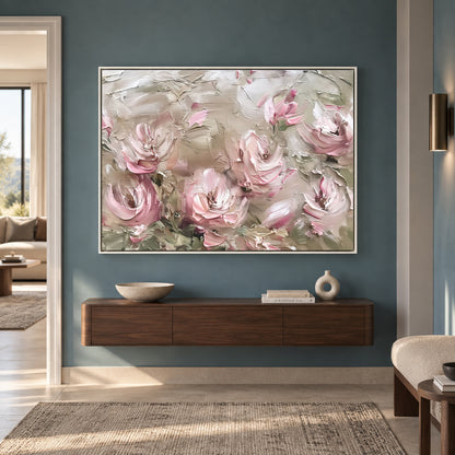 Soft Pink Floral Abstract Canvas Wall Art for Elegant Home Décor