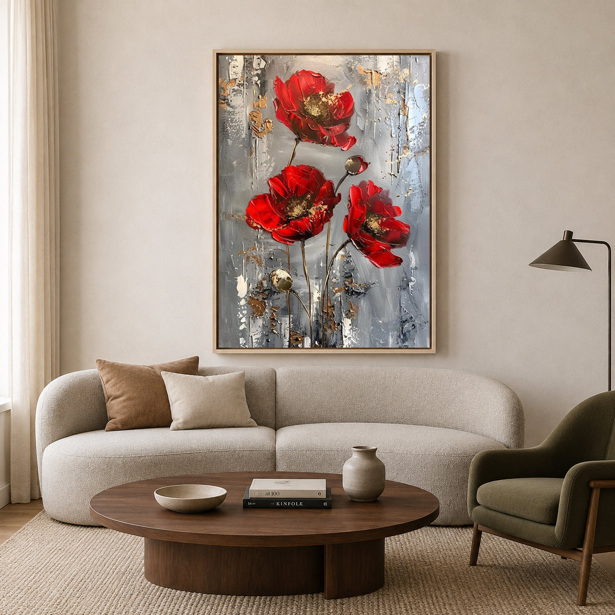 Elegant Red Poppy Flower Canvas Wall Art for Modern Interiors