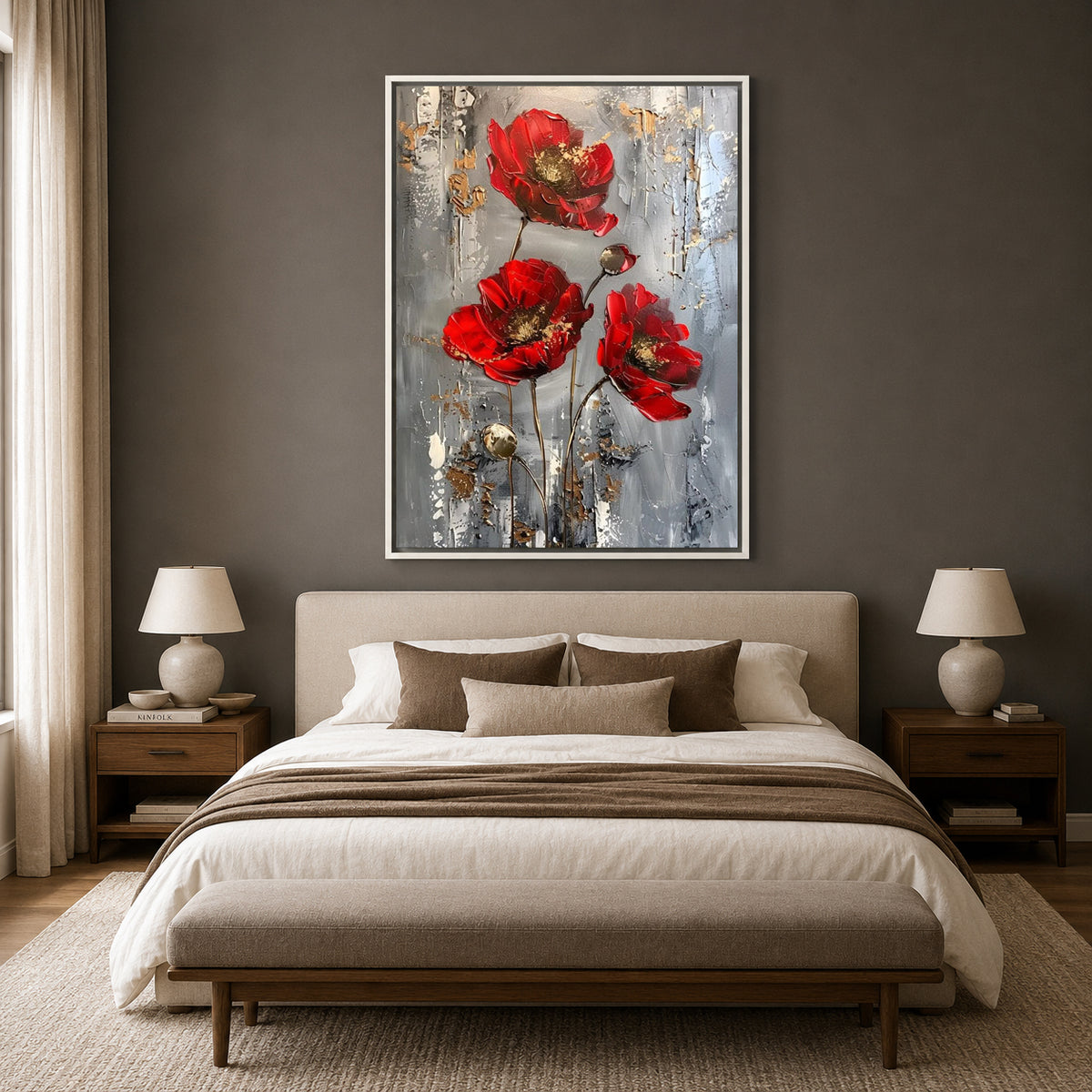 Elegant Red Poppy Flower Canvas Wall Art for Modern Interiors