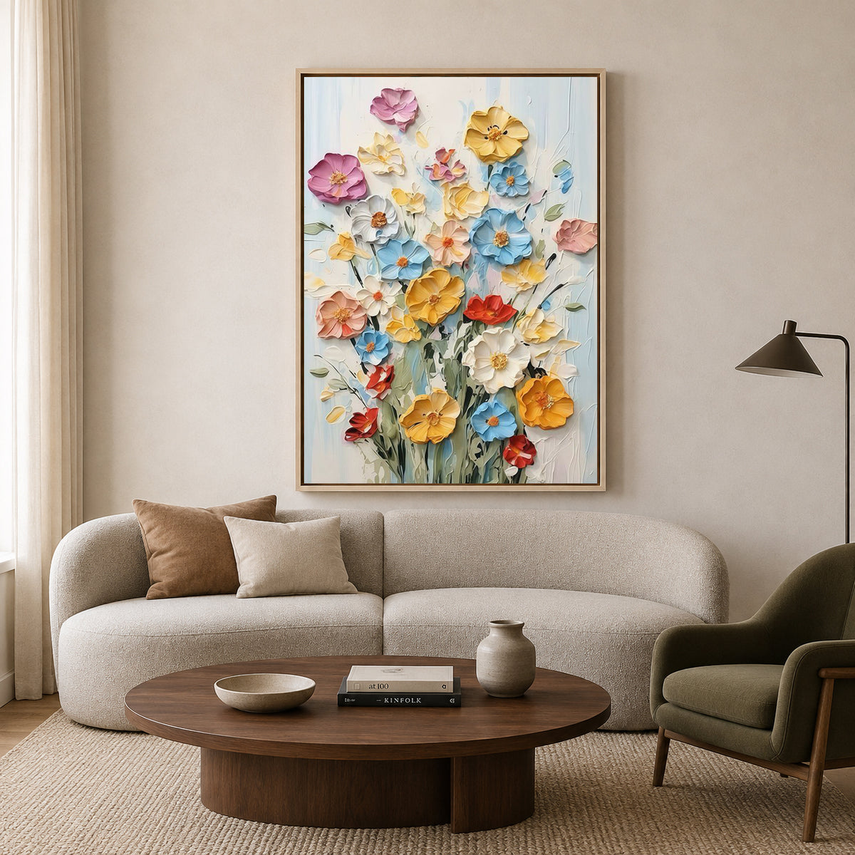 Pastel Floral Bouquet Canvas Wall Art for Elegant Modern Interiors