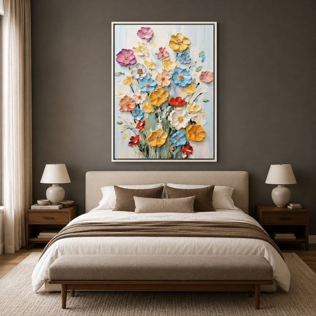 Pastel Floral Bouquet Canvas Wall Art for Elegant Modern Interiors