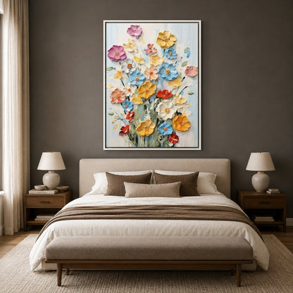 Pastel Floral Bouquet Canvas Wall Art for Elegant Modern Interiors