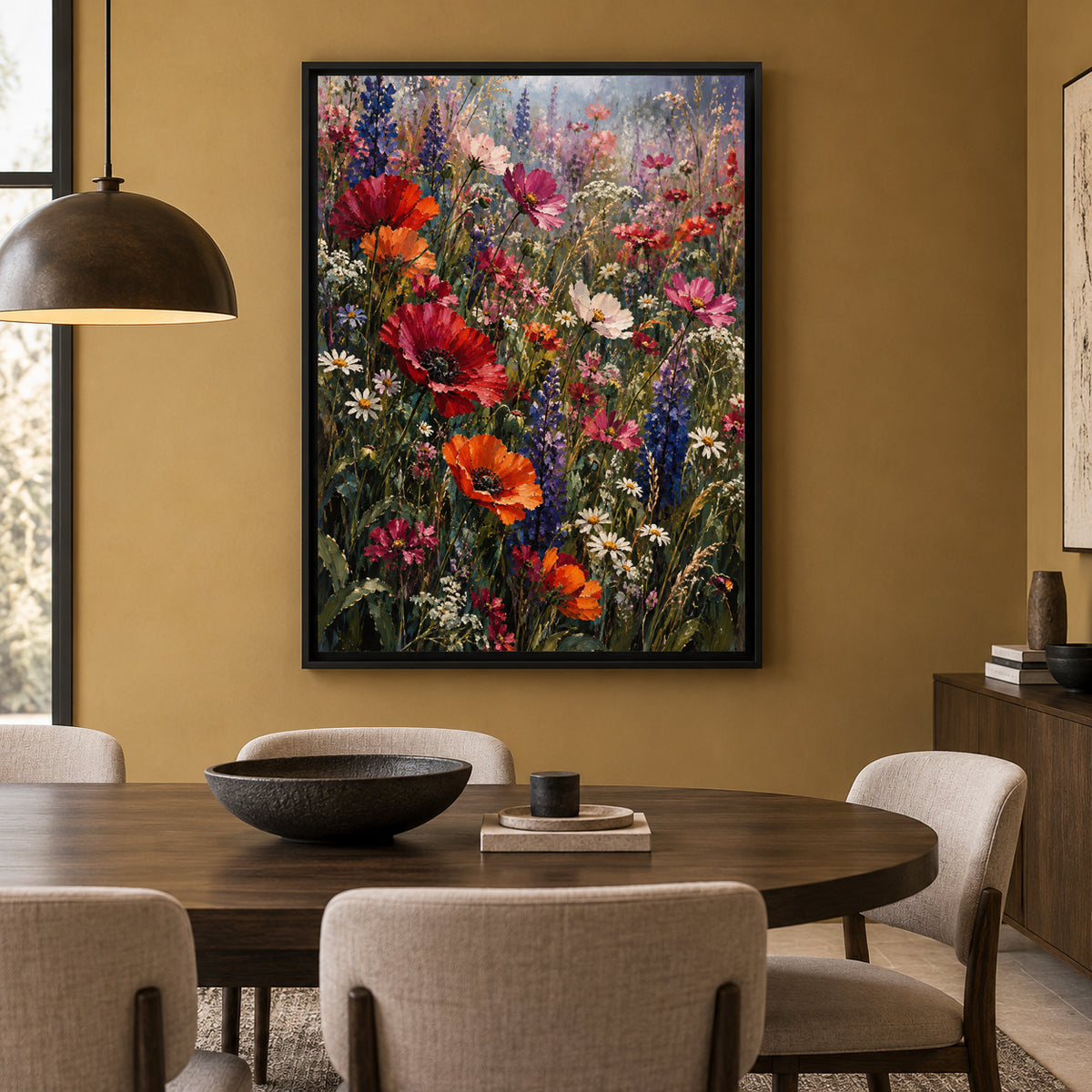 Colorful Wildflower Meadow Canvas Art with Poppies and Lupines