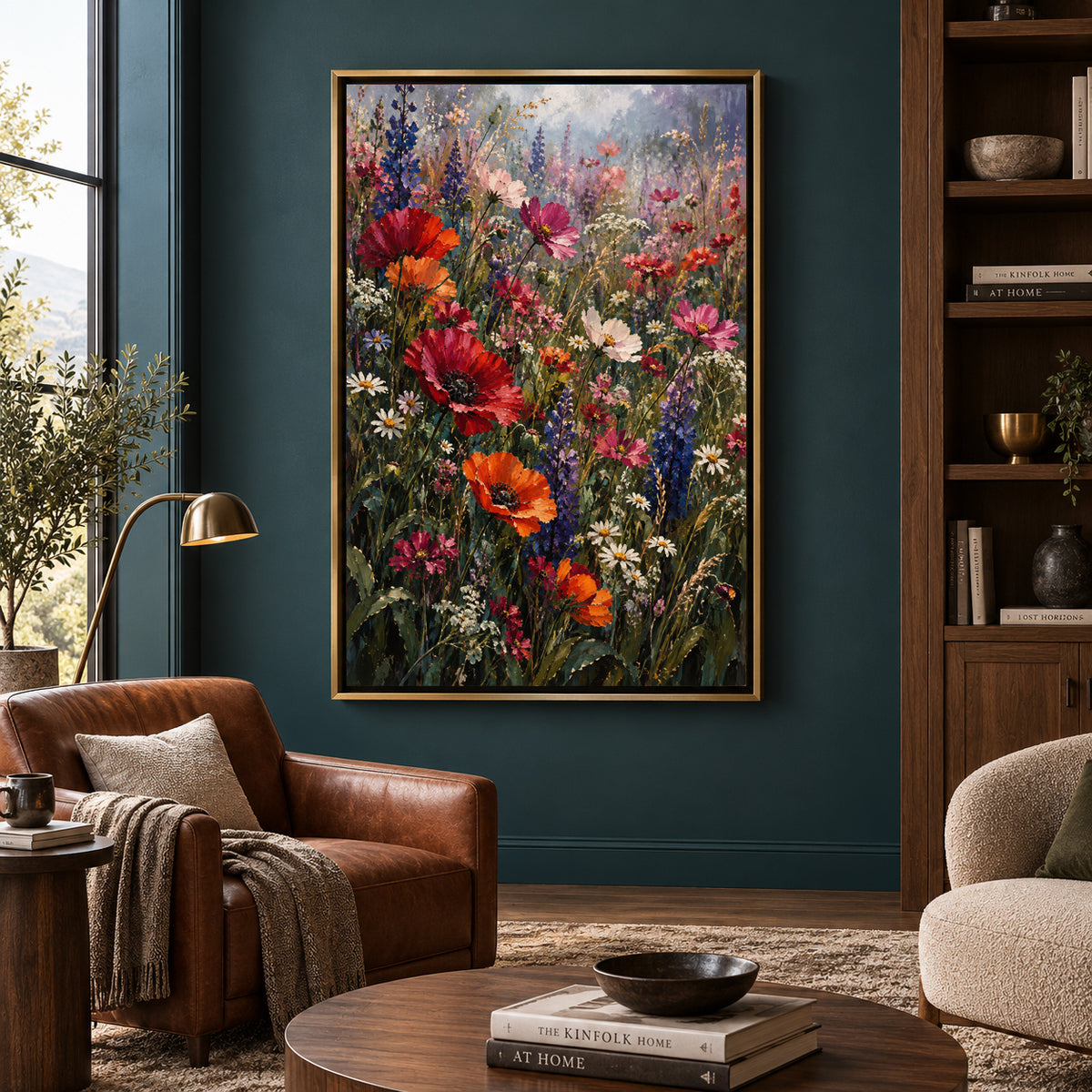 Colorful Wildflower Meadow Canvas Art with Poppies and Lupines
