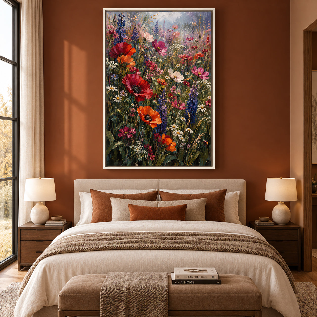 Colorful Wildflower Meadow Canvas Art with Poppies and Lupines