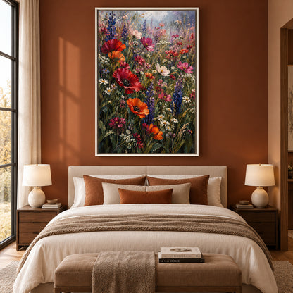 Colorful Wildflower Meadow Canvas Art with Poppies and Lupines