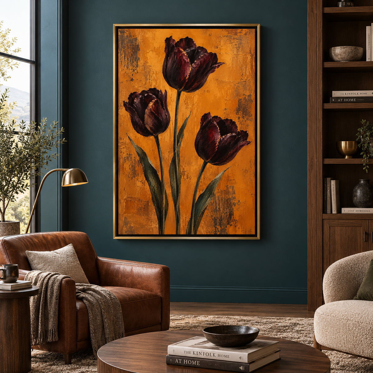 Crimson Reverie Modern Floral Canvas Wall Art