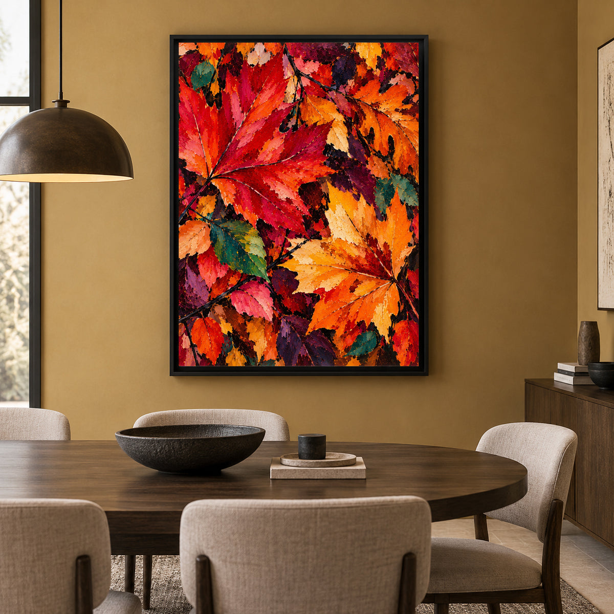 Autumn Ablaze Textured Botanical Canvas Wall Art