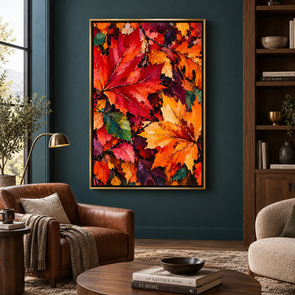 Autumn Ablaze Textured Botanical Canvas Wall Art