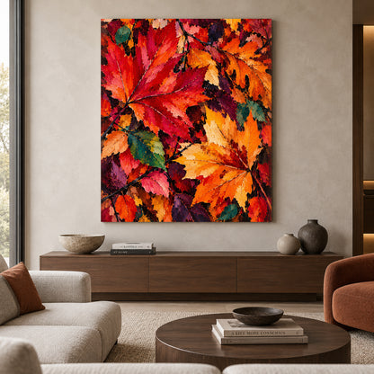 Autumn Ablaze Textured Botanical Canvas Wall Art