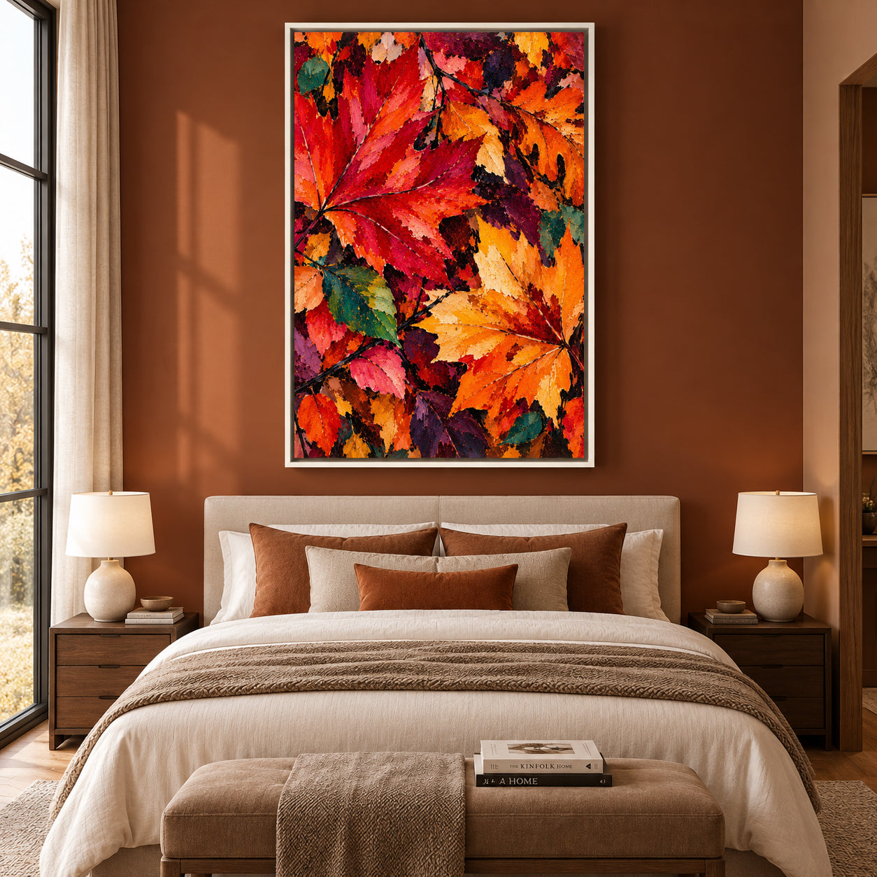 Autumn Ablaze Textured Botanical Canvas Wall Art