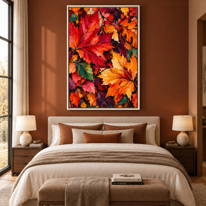 Autumn Ablaze Textured Botanical Canvas Wall Art