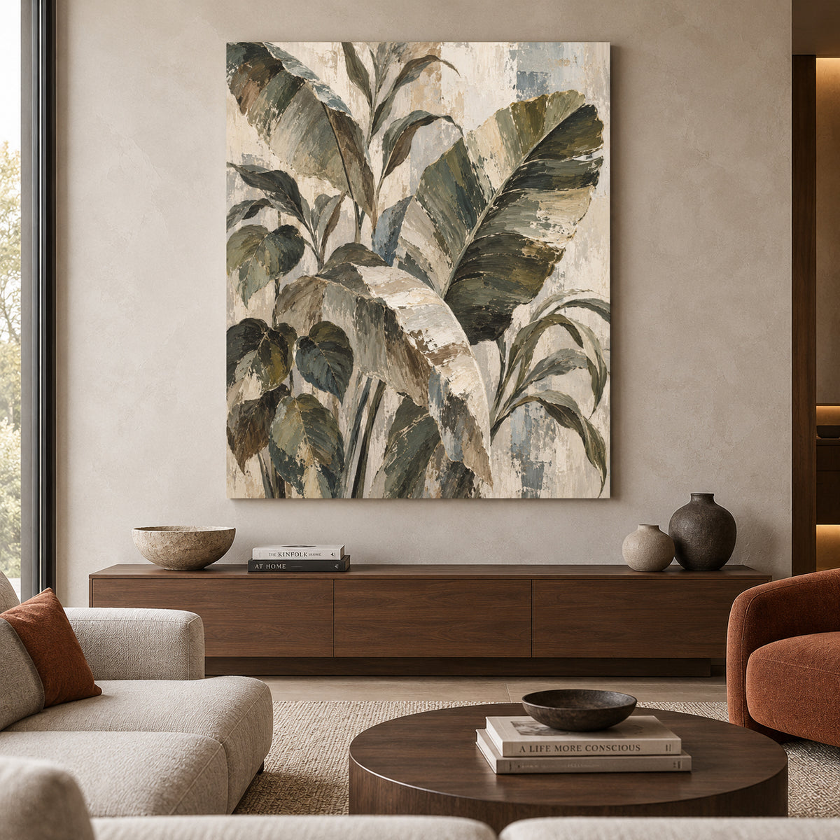 Quiet Canopy Neutral Botanical Canvas Wall Art