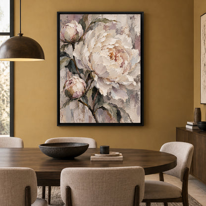 Soft Reverie Peony Floral Canvas Wall Art
