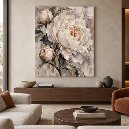 Soft Reverie Peony Floral Canvas Wall Art