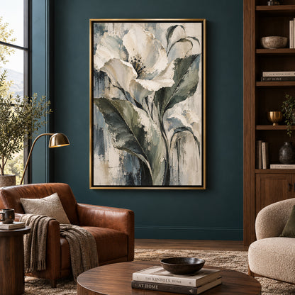 Stillness in Bloom Neutral Floral Canvas Wall Art