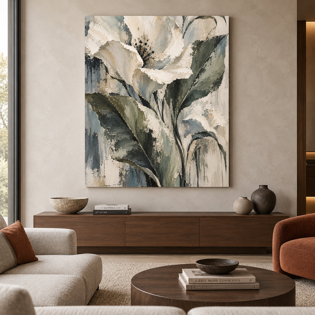 Stillness in Bloom Neutral Floral Canvas Wall Art