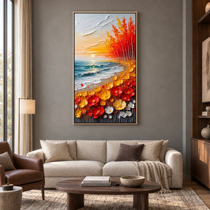 Autumn Coastal Landscape Canvas Wall Art for Modern Interiors