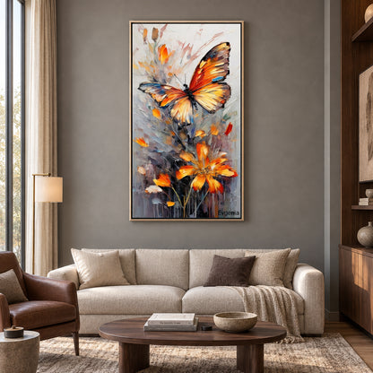 Abstract Butterfly and Floral Canvas Wall Art for Modern Interiors