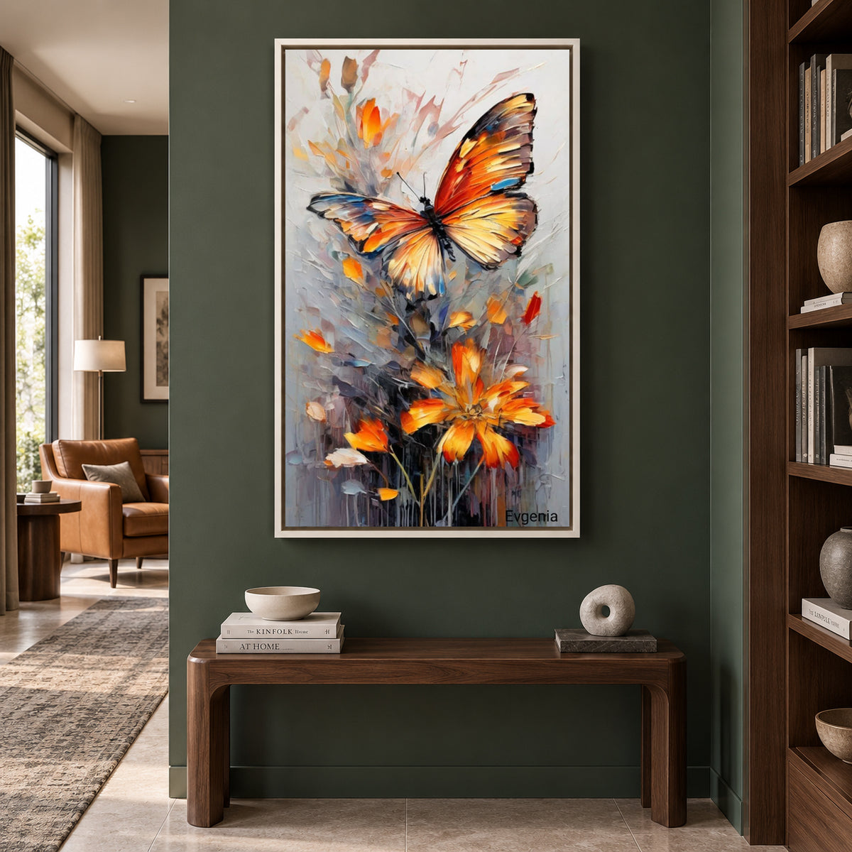 Abstract Butterfly and Floral Canvas Wall Art for Modern Interiors