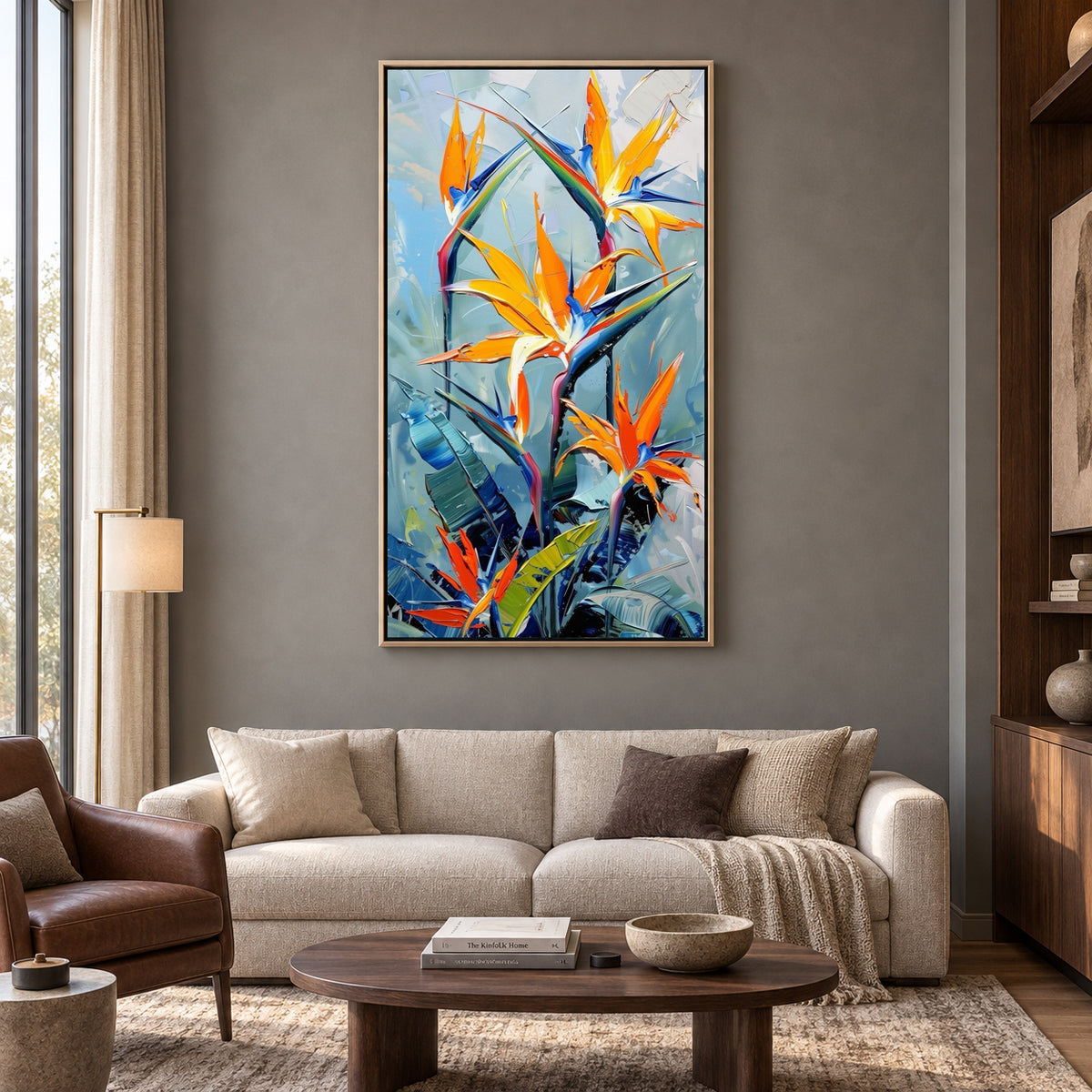 Tropical Bird of Paradise Abstract Canvas Wall Art for Modern Homes