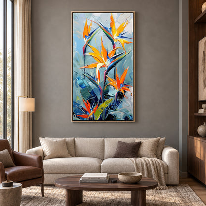 Tropical Bird of Paradise Abstract Canvas Wall Art for Modern Homes