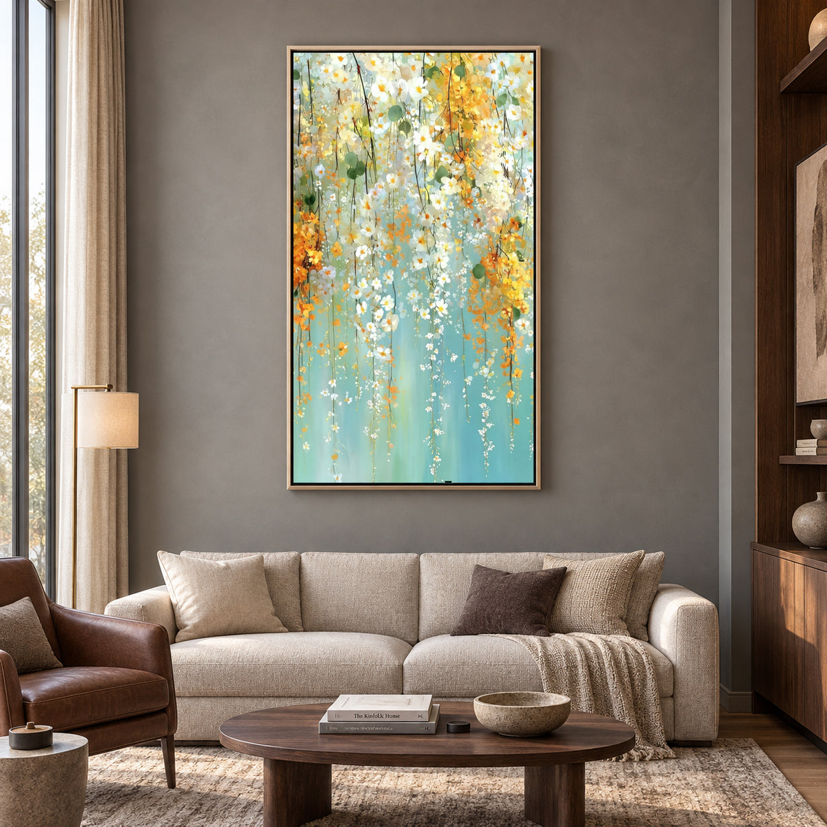 Elegant Cascading Blossom Canvas Wall Art for Luxury Modern Spaces