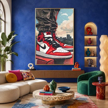 Rooftop Kicks Urban Sneaker Maximalist Wall Art