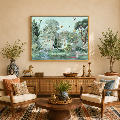 Indian Traditional Wall Art with Serene Ethnic Nature Landscape