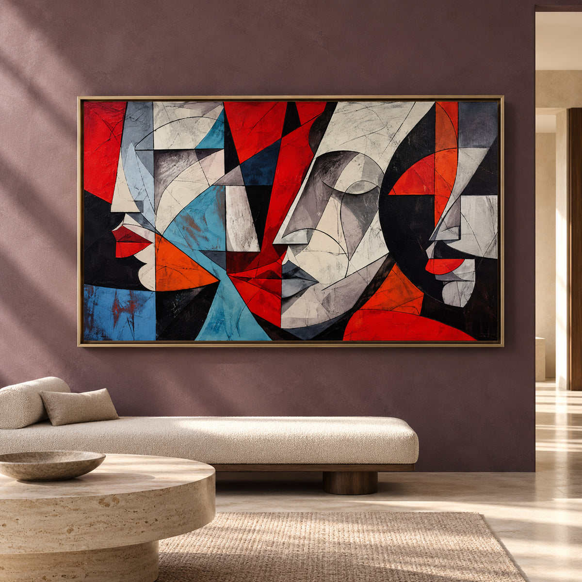 Bold Geometric Face Abstract Canvas Art for Modern Interiors