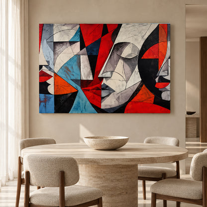 Bold Geometric Face Abstract Canvas Art for Modern Interiors