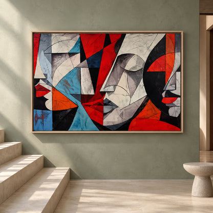 Bold Geometric Face Abstract Canvas Art for Modern Interiors