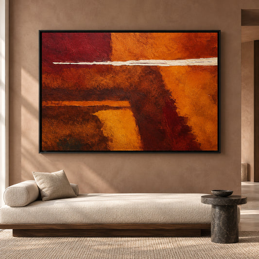 Burnt Orange and Burgundy Abstract Canvas Art for Modern Interiors