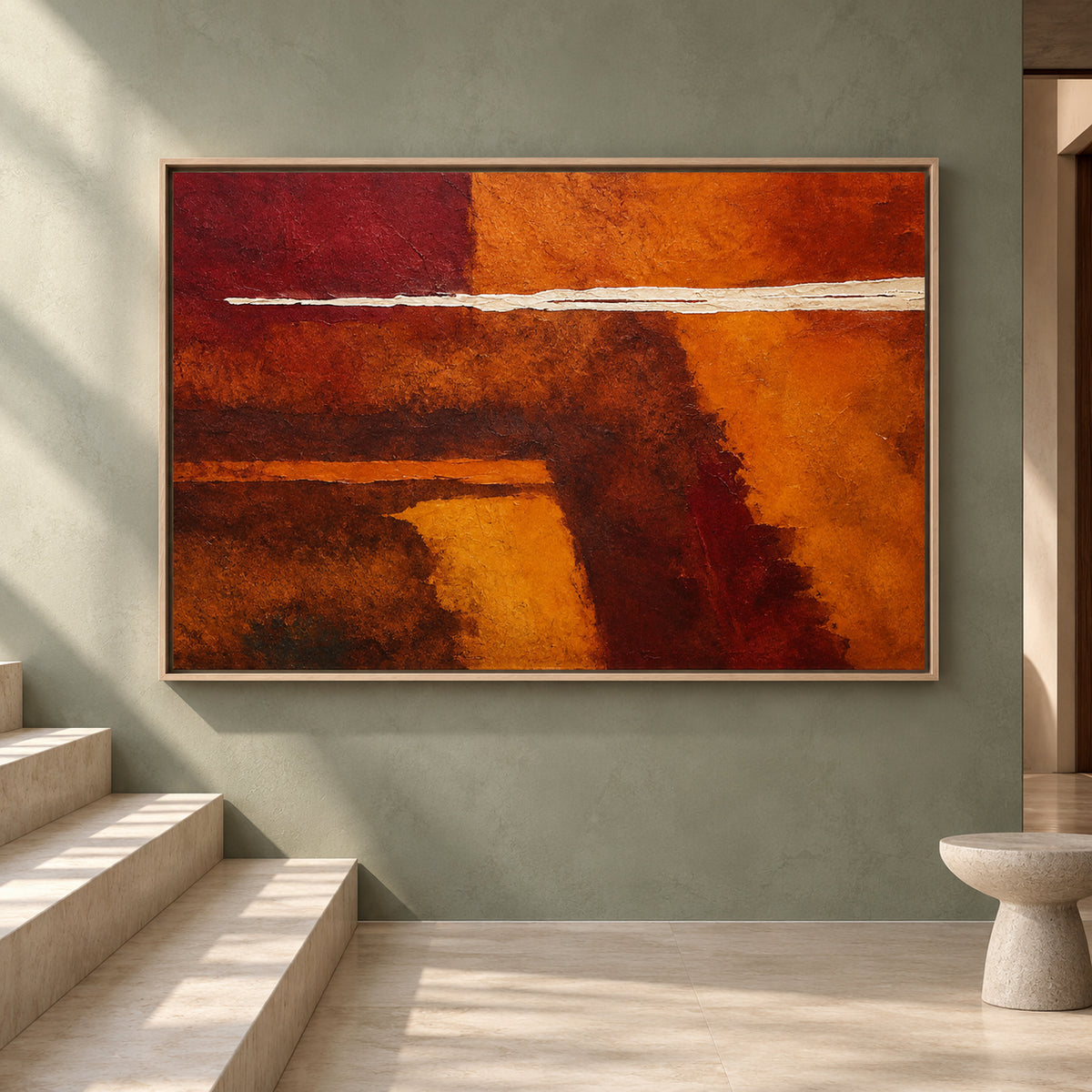 Burnt Orange and Burgundy Abstract Canvas Art for Modern Interiors