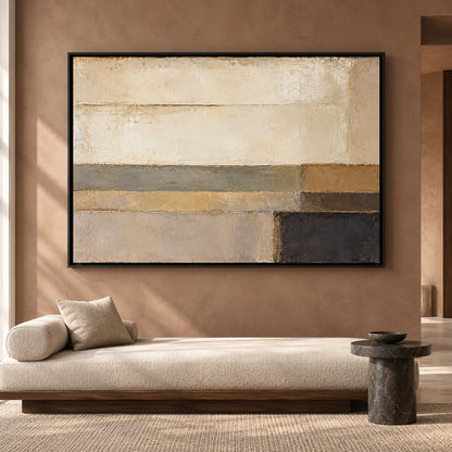 Neutral Minimalist Abstract Canvas Art with Architectural Forms