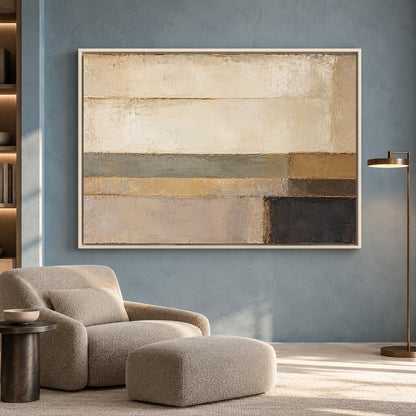 Neutral Minimalist Abstract Canvas Art with Architectural Forms