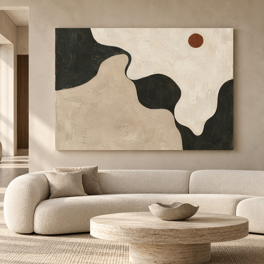 Organic Black and Beige Abstract Canvas Art for Modern Homes