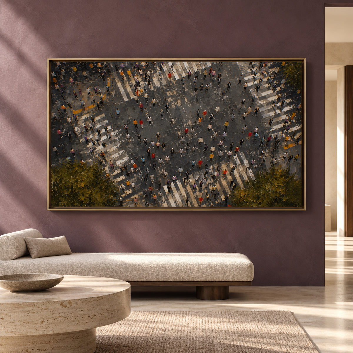 Urban Crosswalk Canvas Art with Contemporary City Energy