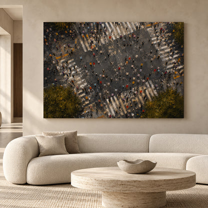Urban Crosswalk Canvas Art with Contemporary City Energy