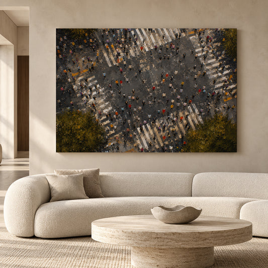 Urban Crosswalk Canvas Art with Contemporary City Energy