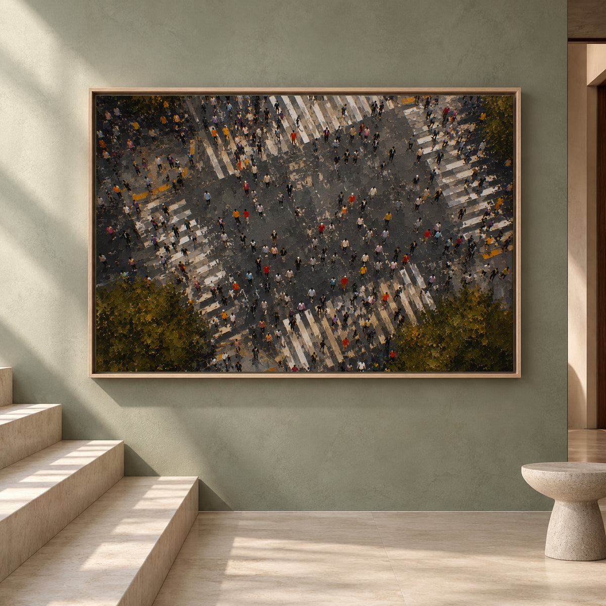 Urban Crosswalk Canvas Art with Contemporary City Energy