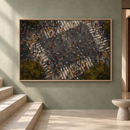 Urban Crosswalk Canvas Art with Contemporary City Energy