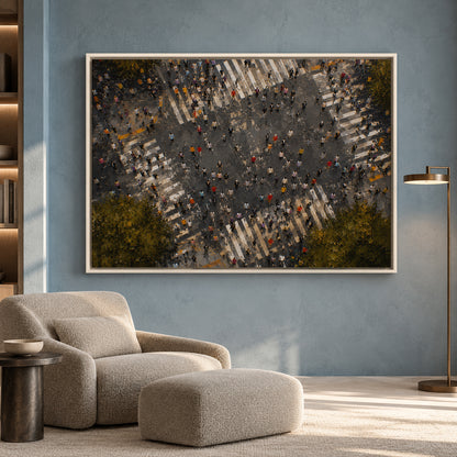 Urban Crosswalk Canvas Art with Contemporary City Energy