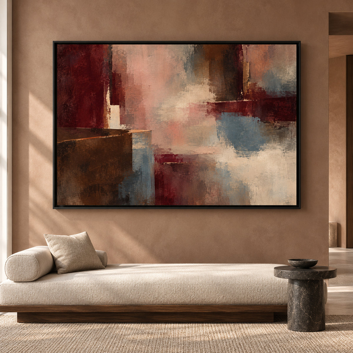 Burgundy Blush Abstract Canvas Art for Modern Interiors