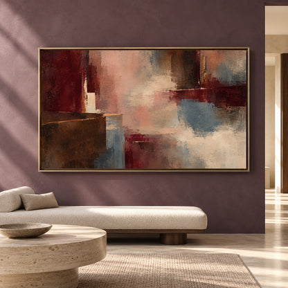 Burgundy Blush Abstract Canvas Art for Modern Interiors